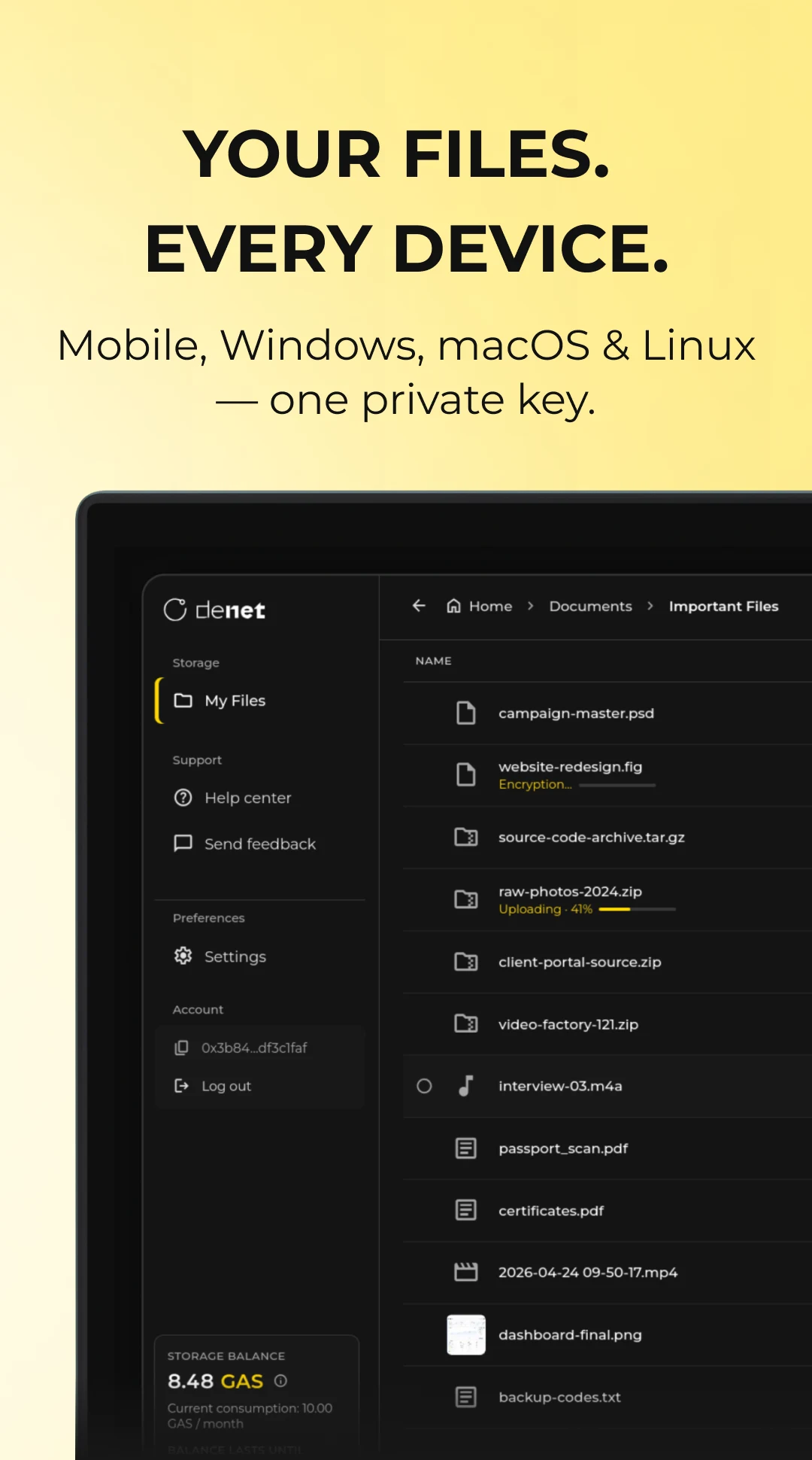 DeNet: Private Cloud Storage screenshot